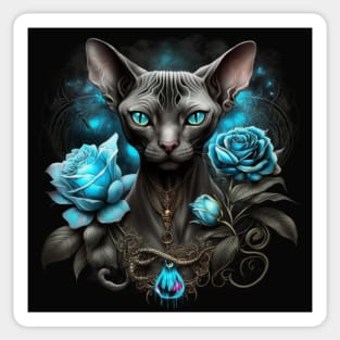 Blue Rosey Sphynx Sticker